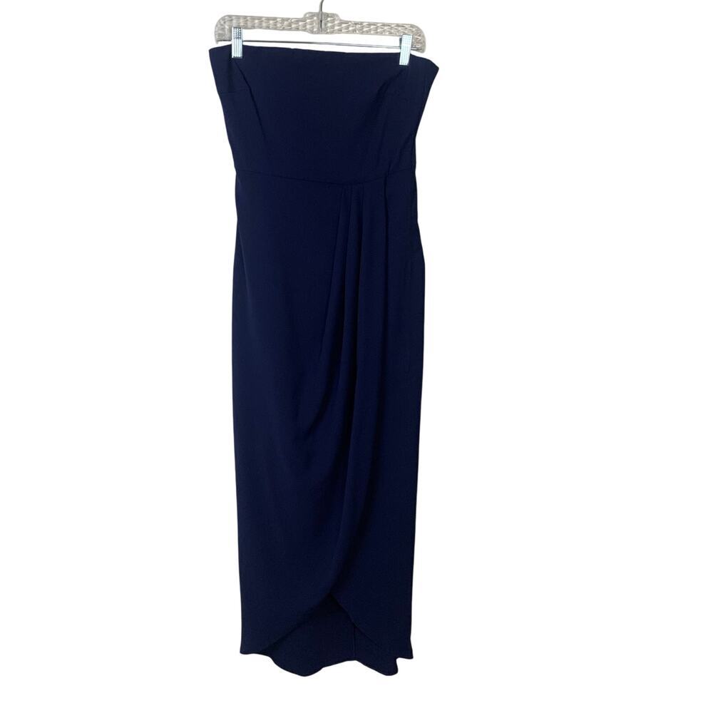AAkaa Navy Blue Strapless Tulip Dress Size Medium - Picture 2 of 11